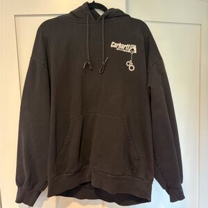 Carhartt WIP Black Hoodie with White Gear Logo and Designed Back